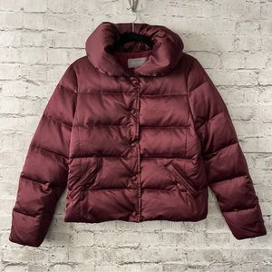 Ann Taylor Burgundy 100% Down Puffer Jacket Coat Women's